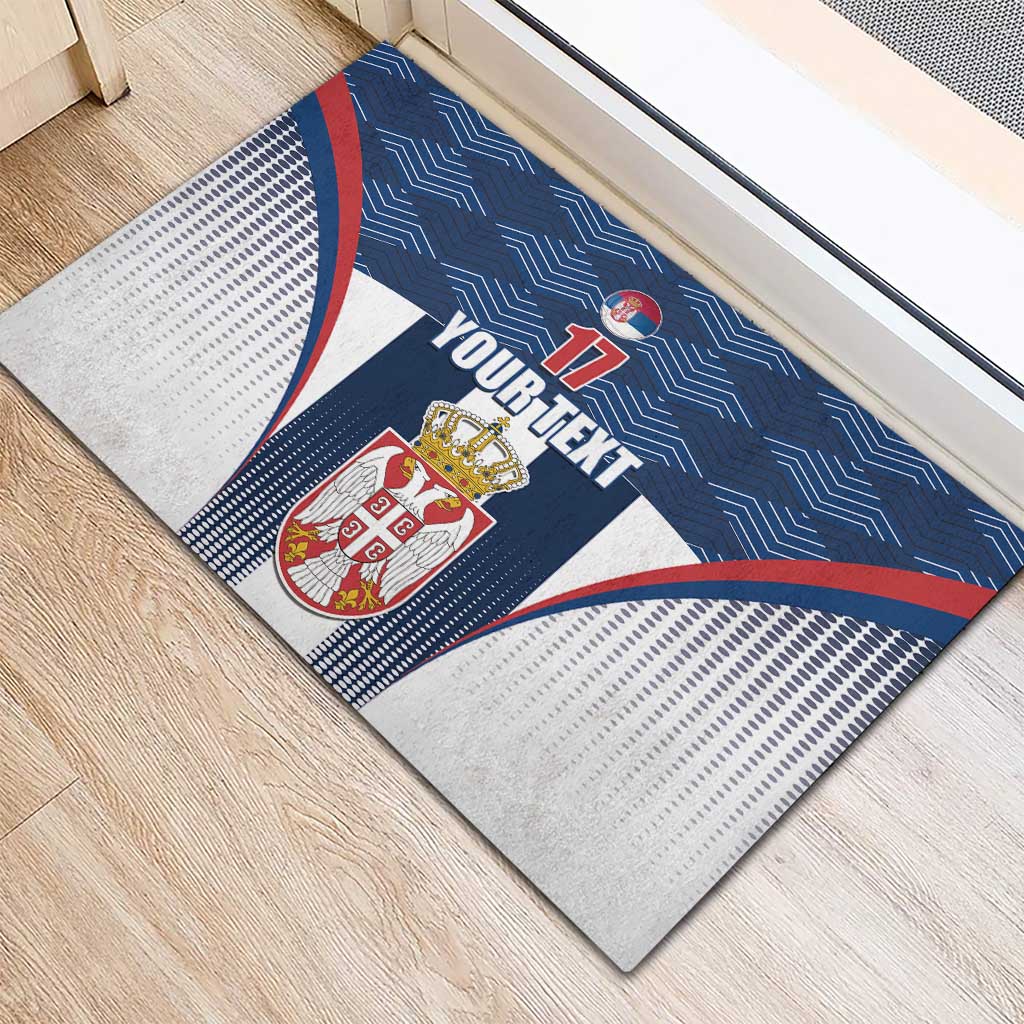 Custom Serbia Basketball Champions Rubber Doormat Sporty Style with Coat of Arms