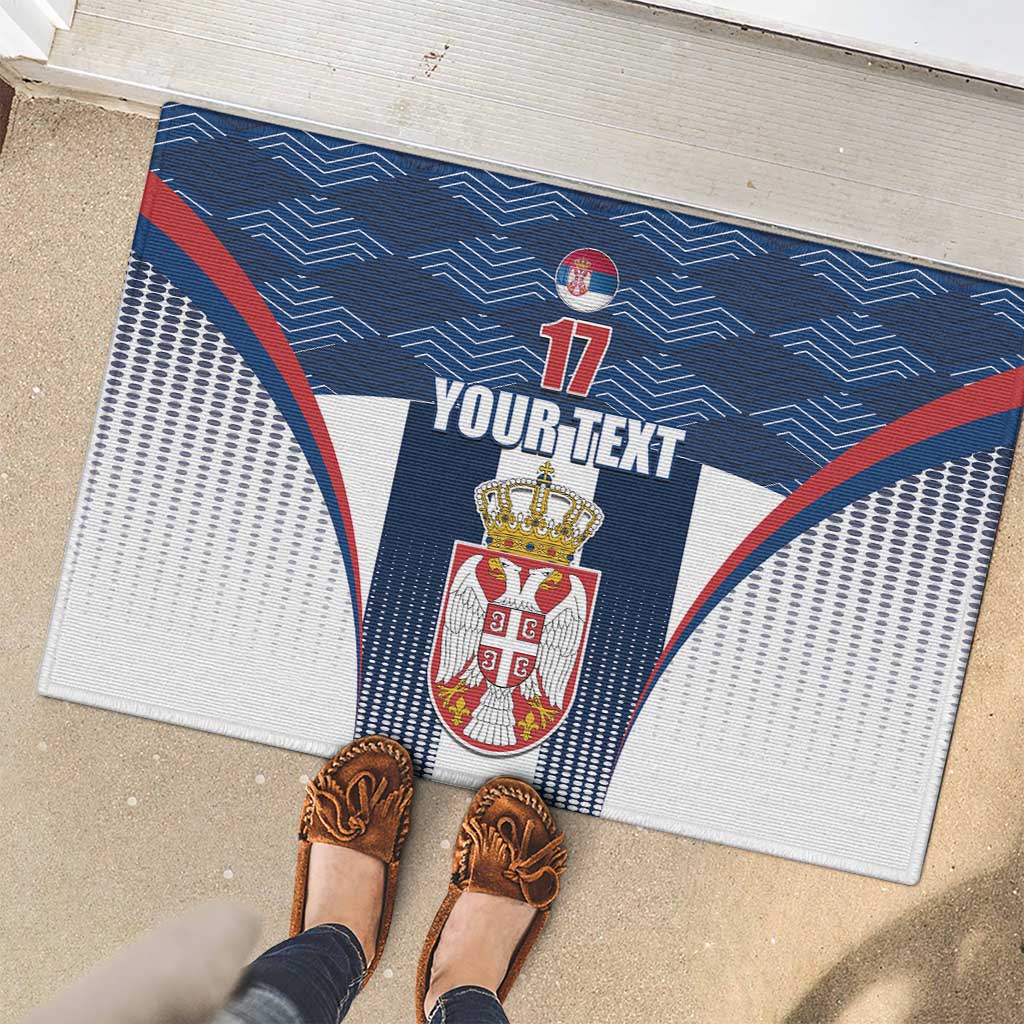 Custom Serbia Basketball Champions Rubber Doormat Sporty Style with Coat of Arms