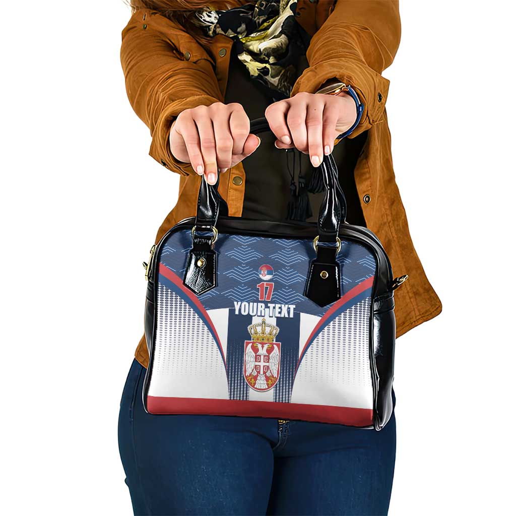 Custom Serbia Basketball Champions Shoulder Handbag Sporty Style with Coat of Arms