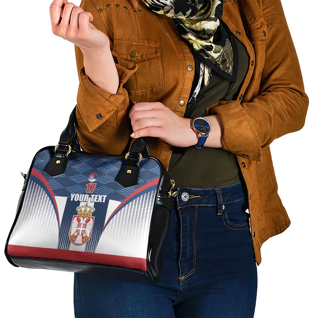 Custom Serbia Basketball Champions Shoulder Handbag Sporty Style with Coat of Arms