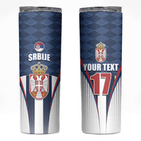 Custom Serbia Basketball Champions Skinny Tumbler Sporty Style with Coat of Arms