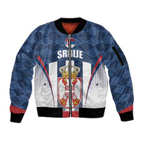 Custom Serbia Basketball Champions Sleeve Zip Bomber Jacket Sporty Style with Coat of Arms