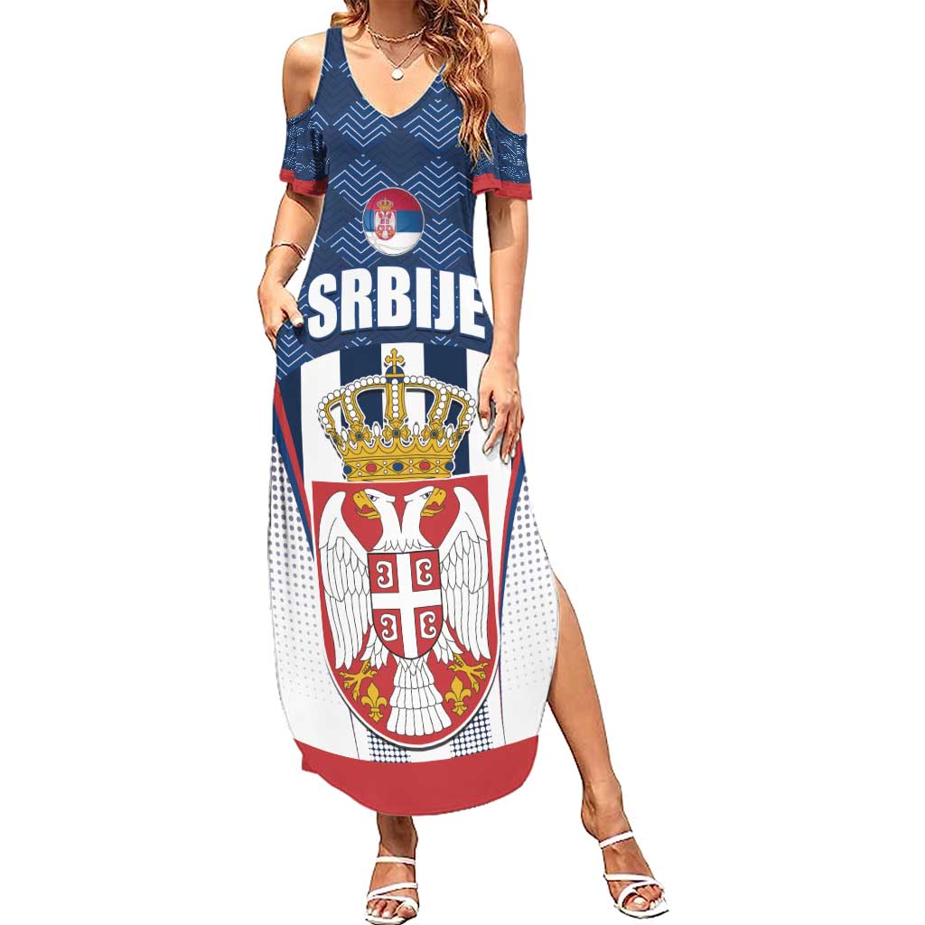 Custom Serbia Basketball Champions Summer Maxi Dress Sporty Style with Coat of Arms