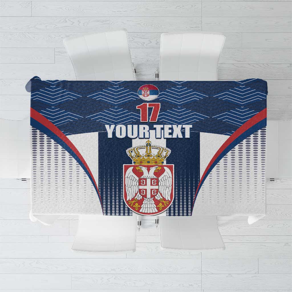 Custom Serbia Basketball Champions Tablecloth Sporty Style with Coat of Arms