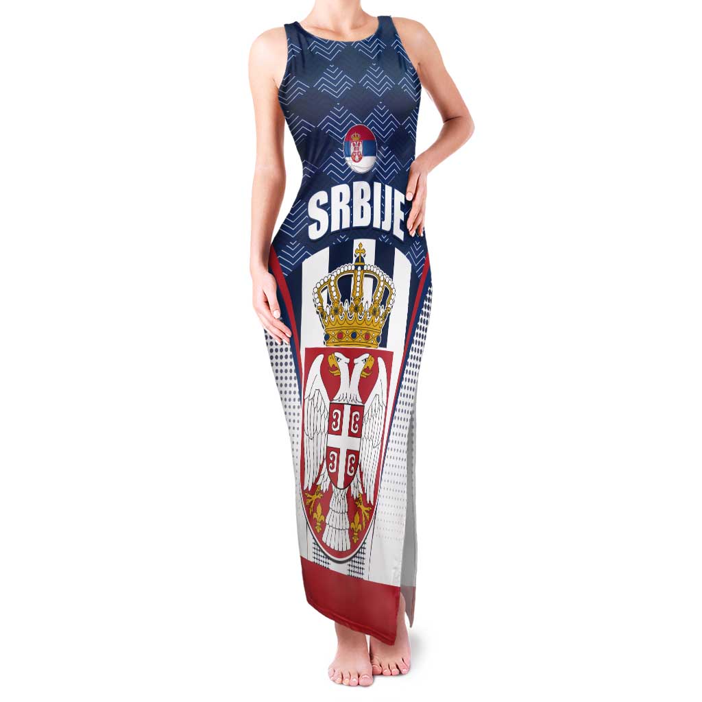 Custom Serbia Basketball Champions Tank Maxi Dress Sporty Style with Coat of Arms