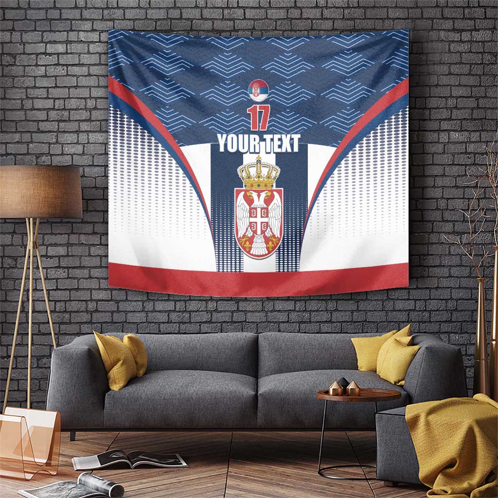 Custom Serbia Basketball Champions Tapestry Sporty Style with Coat of Arms