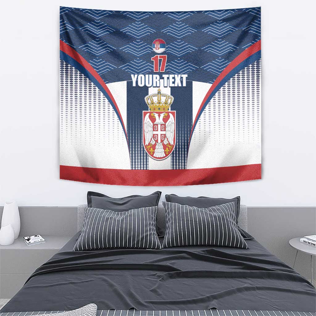 Custom Serbia Basketball Champions Tapestry Sporty Style with Coat of Arms