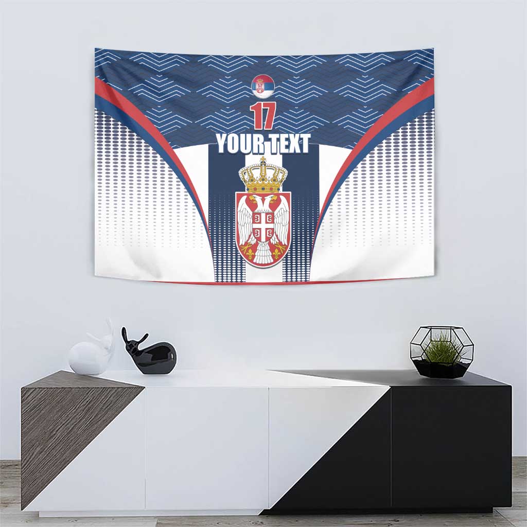 Custom Serbia Basketball Champions Tapestry Sporty Style with Coat of Arms