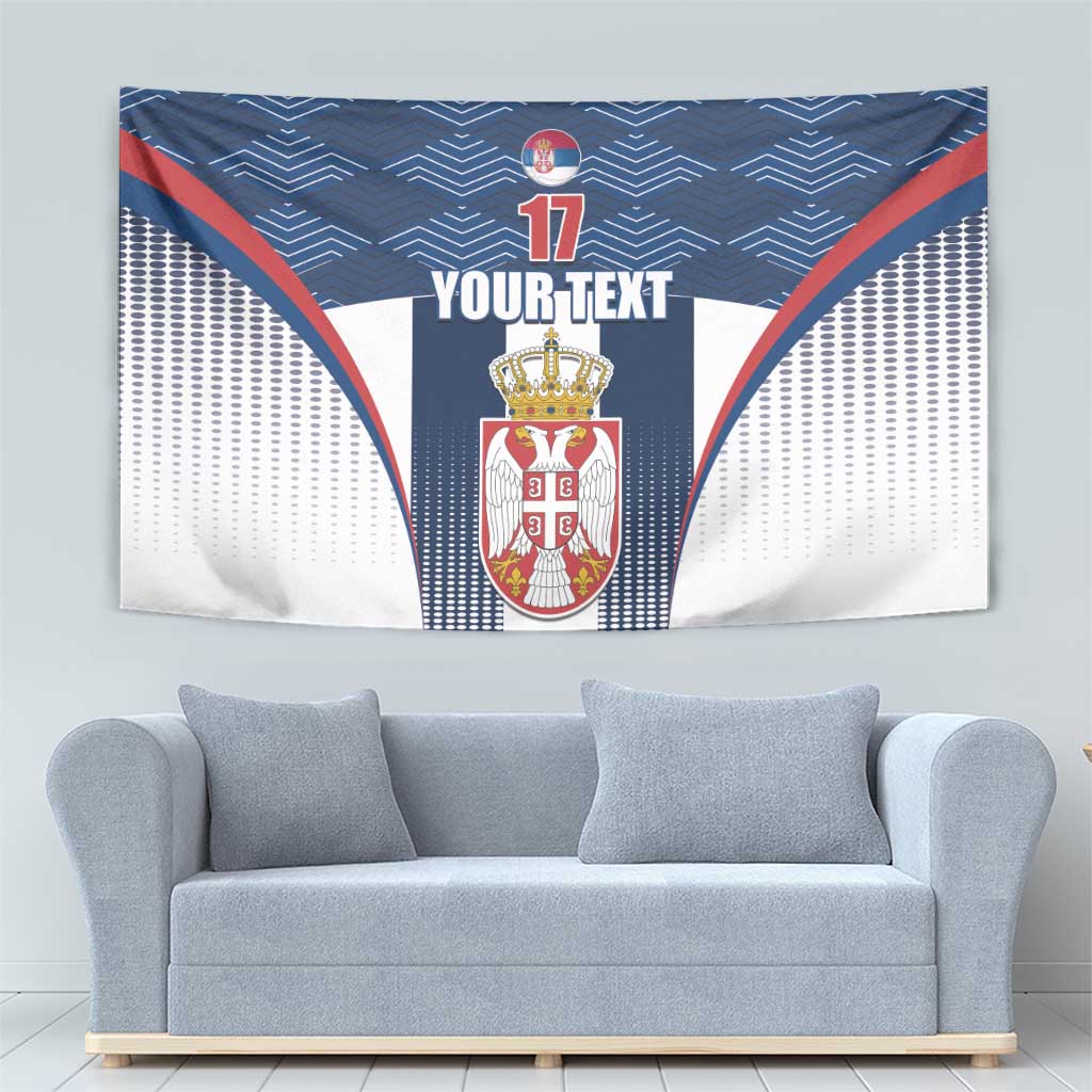 Custom Serbia Basketball Champions Tapestry Sporty Style with Coat of Arms