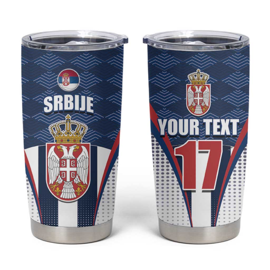 Custom Serbia Basketball Champions Tumbler Cup Sporty Style with Coat of Arms