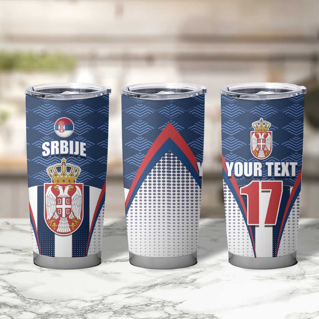 Custom Serbia Basketball Champions Tumbler Cup Sporty Style with Coat of Arms