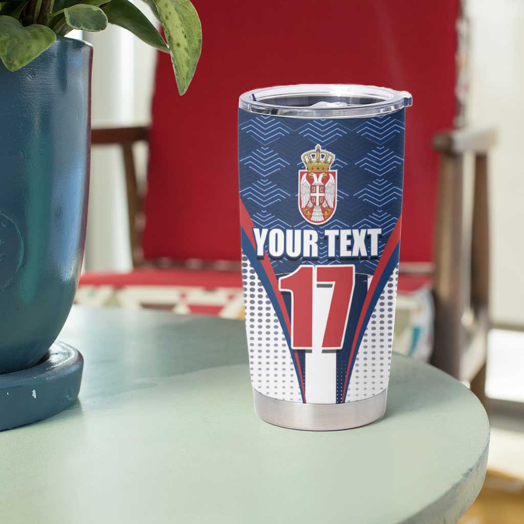 Custom Serbia Basketball Champions Tumbler Cup Sporty Style with Coat of Arms