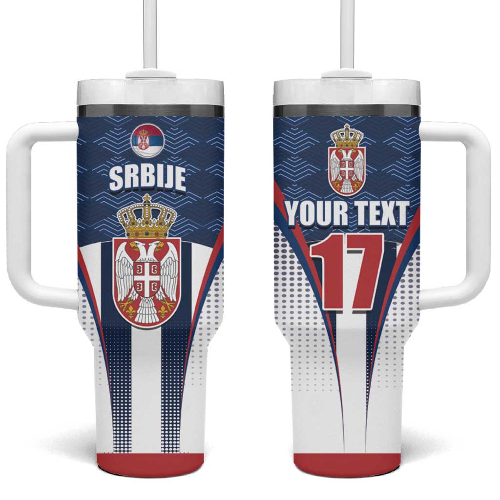 Custom Serbia Basketball Champions Tumbler With Handle Sporty Style with Coat of Arms