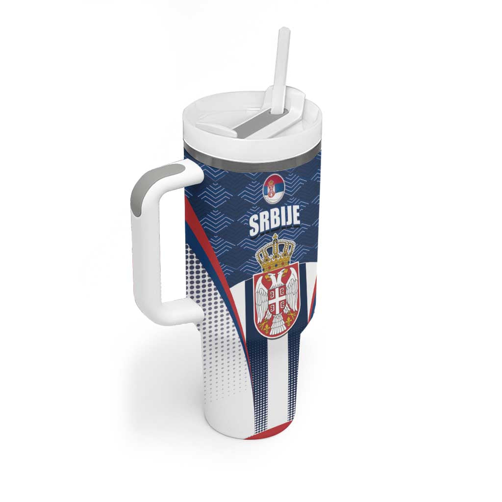 Custom Serbia Basketball Champions Tumbler With Handle Sporty Style with Coat of Arms