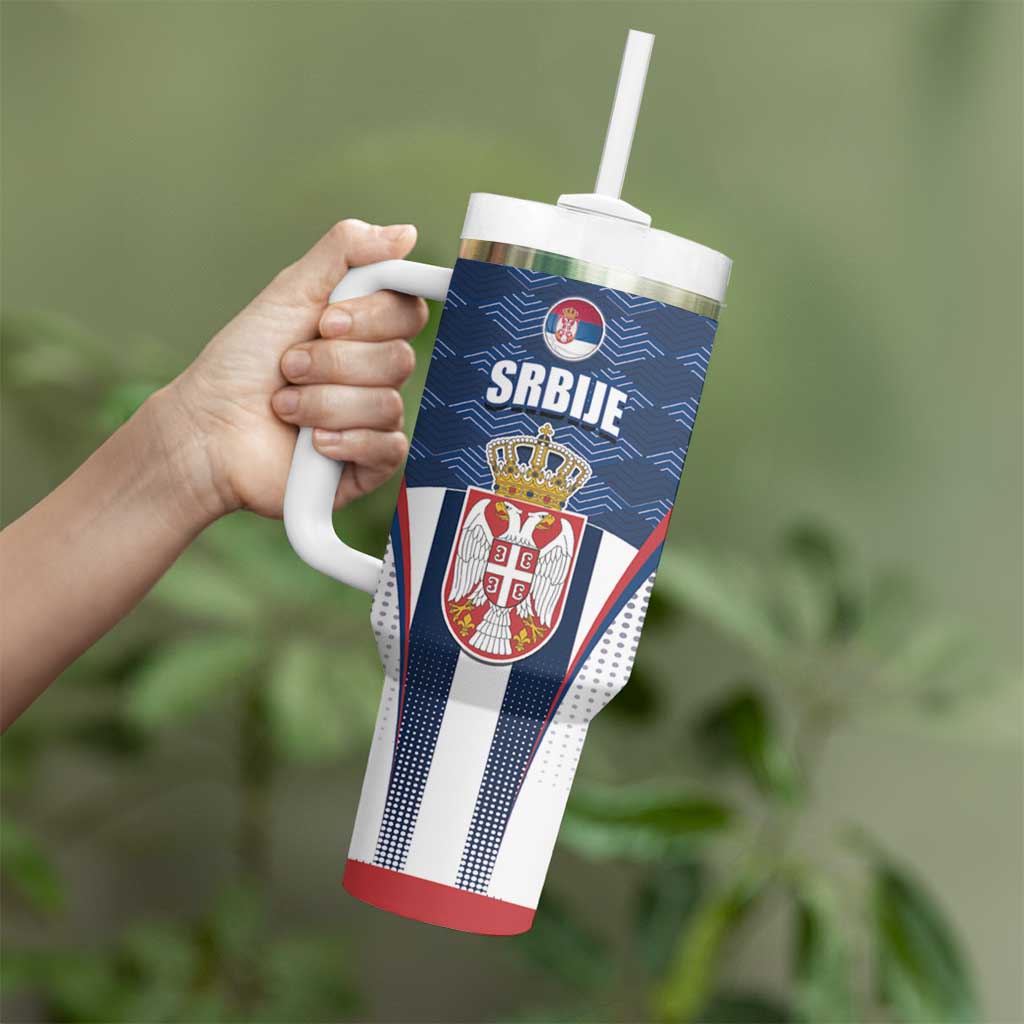 Custom Serbia Basketball Champions Tumbler With Handle Sporty Style with Coat of Arms