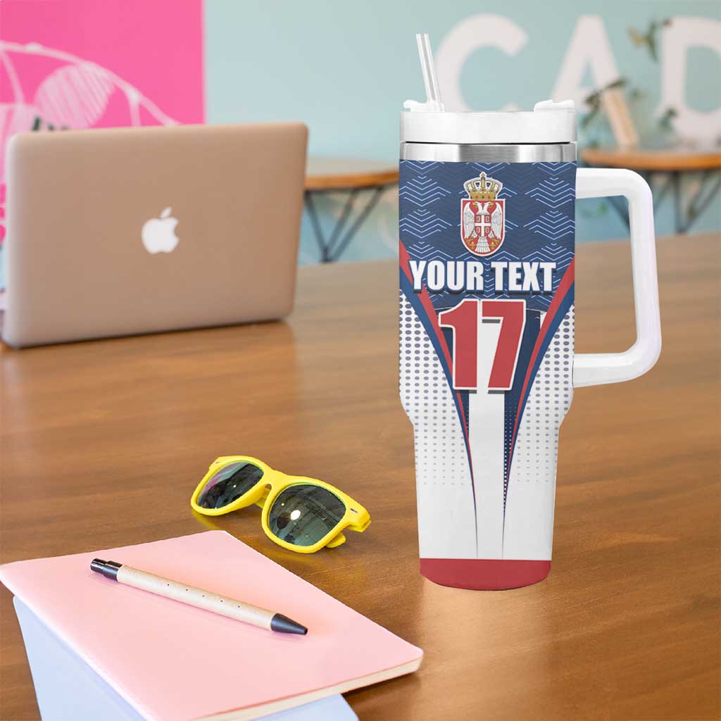 Custom Serbia Basketball Champions Tumbler With Handle Sporty Style with Coat of Arms
