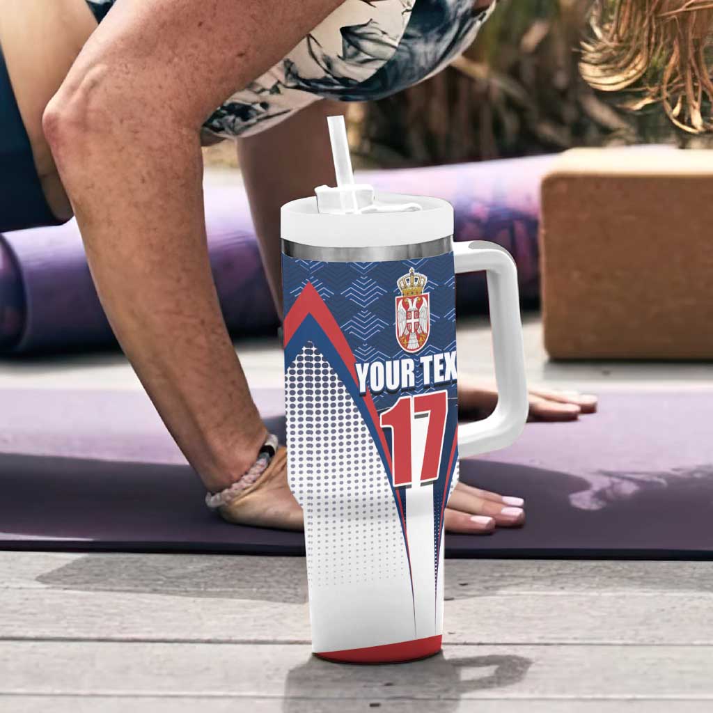Custom Serbia Basketball Champions Tumbler With Handle Sporty Style with Coat of Arms
