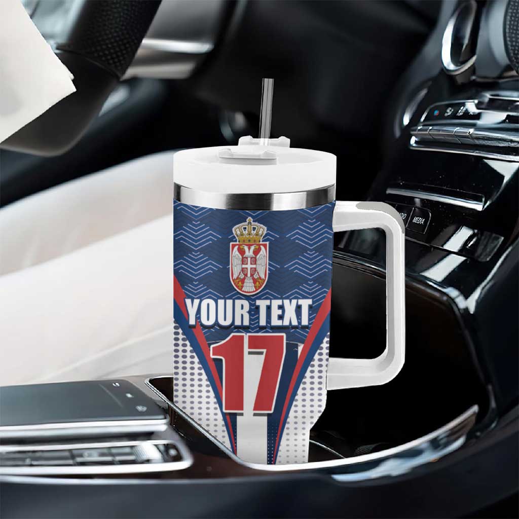 Custom Serbia Basketball Champions Tumbler With Handle Sporty Style with Coat of Arms