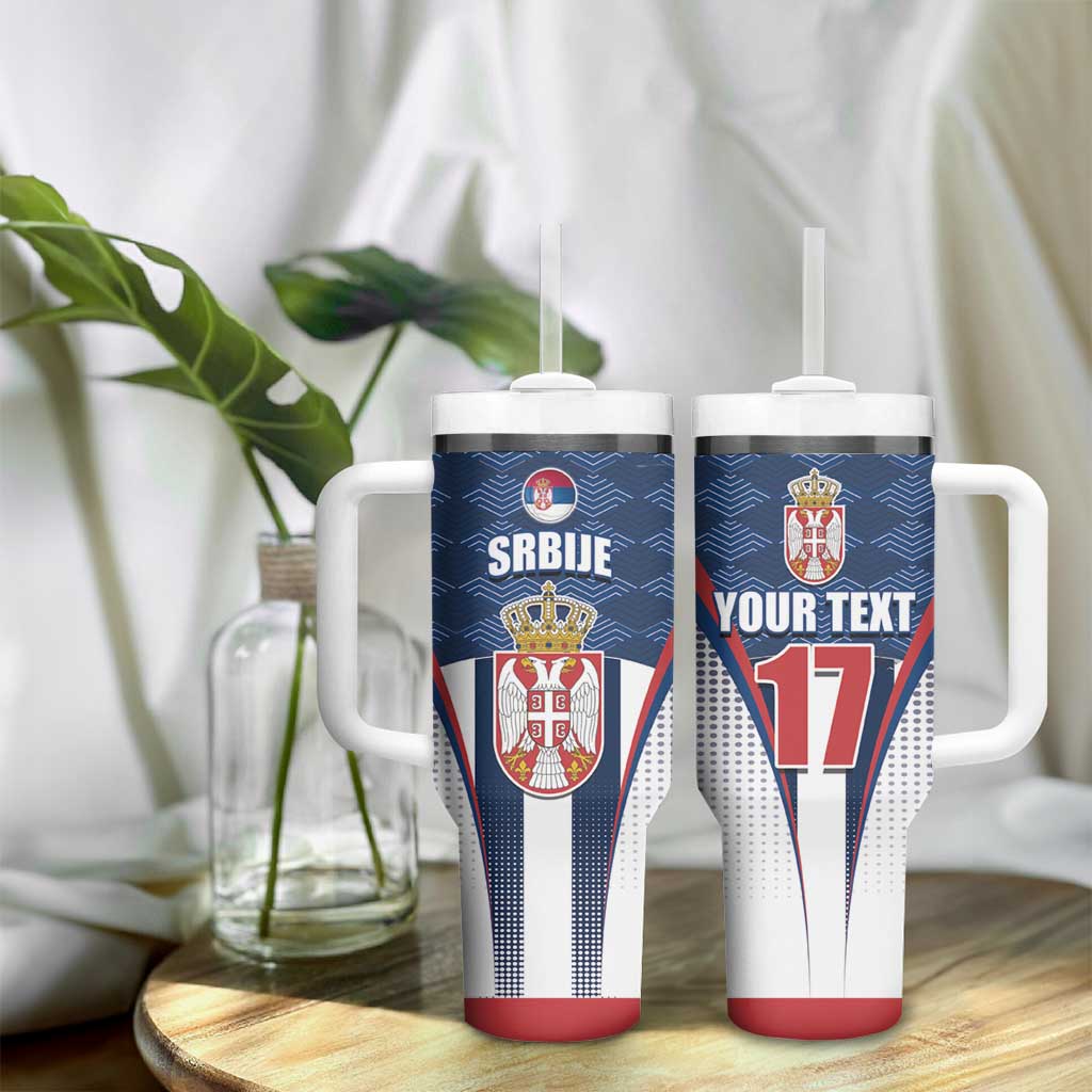 Custom Serbia Basketball Champions Tumbler With Handle Sporty Style with Coat of Arms