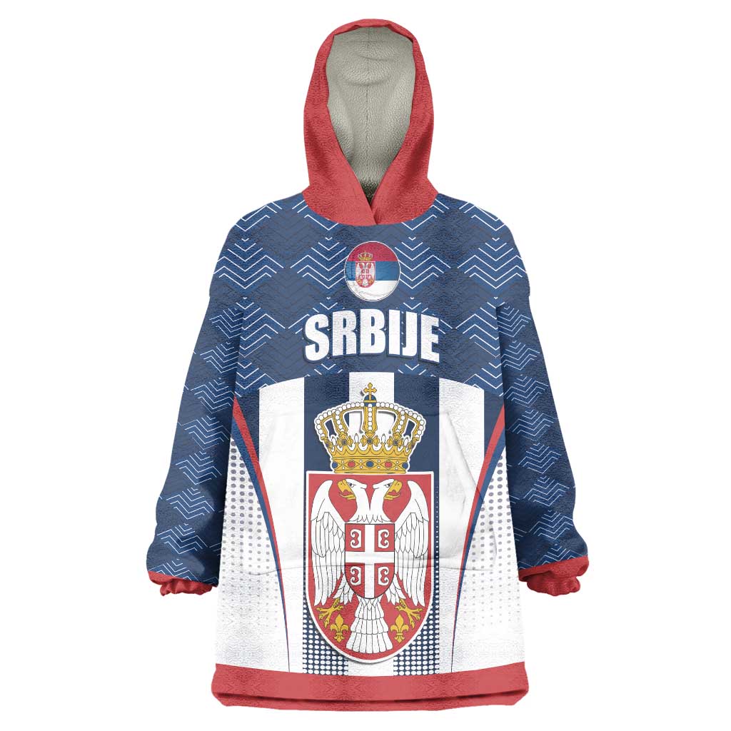 Custom Serbia Basketball Champions Wearable Blanket Hoodie Sporty Style with Coat of Arms