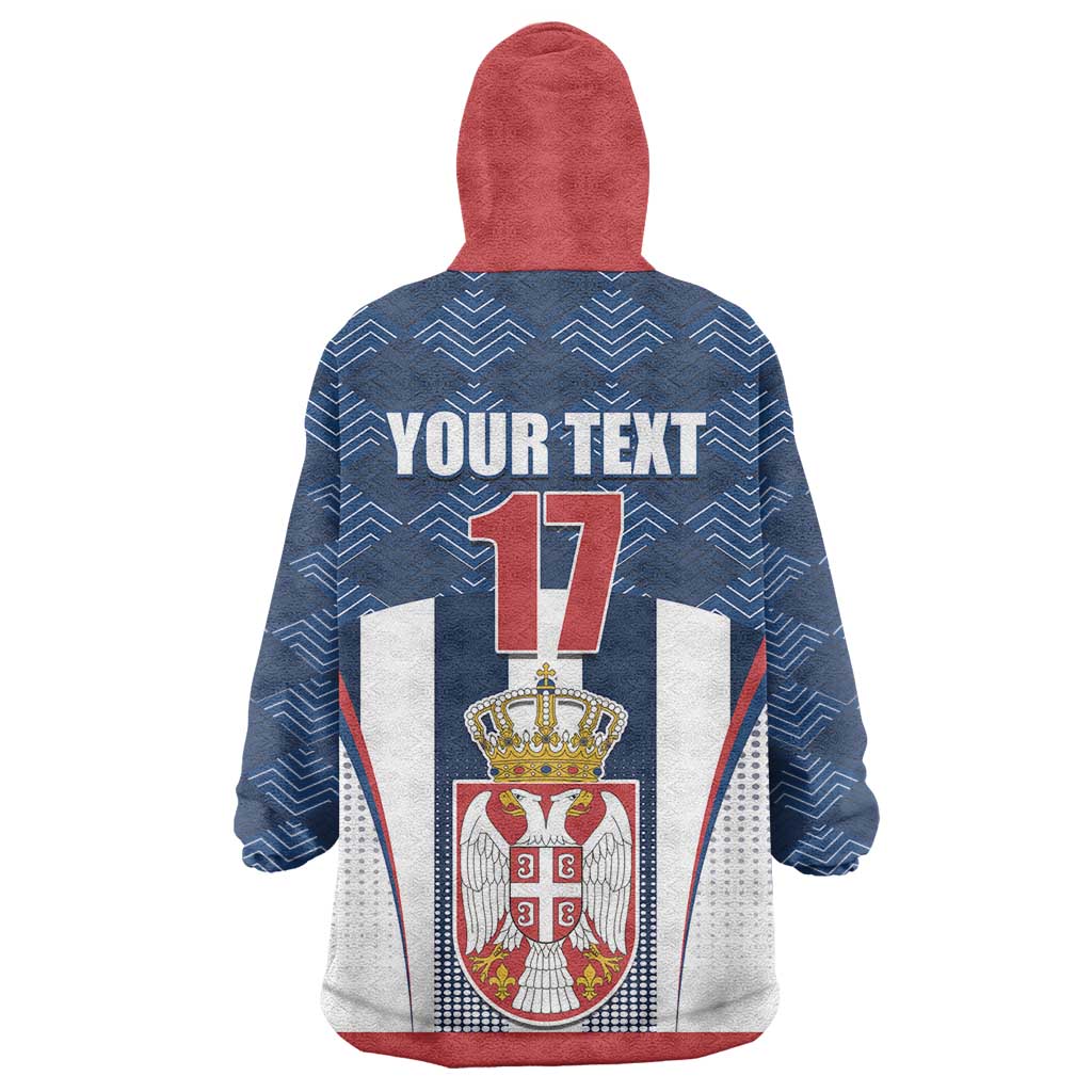 Custom Serbia Basketball Champions Wearable Blanket Hoodie Sporty Style with Coat of Arms