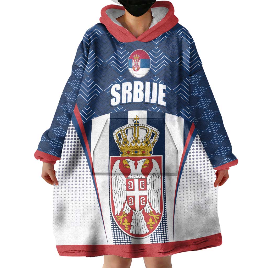 Custom Serbia Basketball Champions Wearable Blanket Hoodie Sporty Style with Coat of Arms