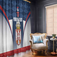Custom Serbia Basketball Champions Window Curtain Sporty Style with Coat of Arms