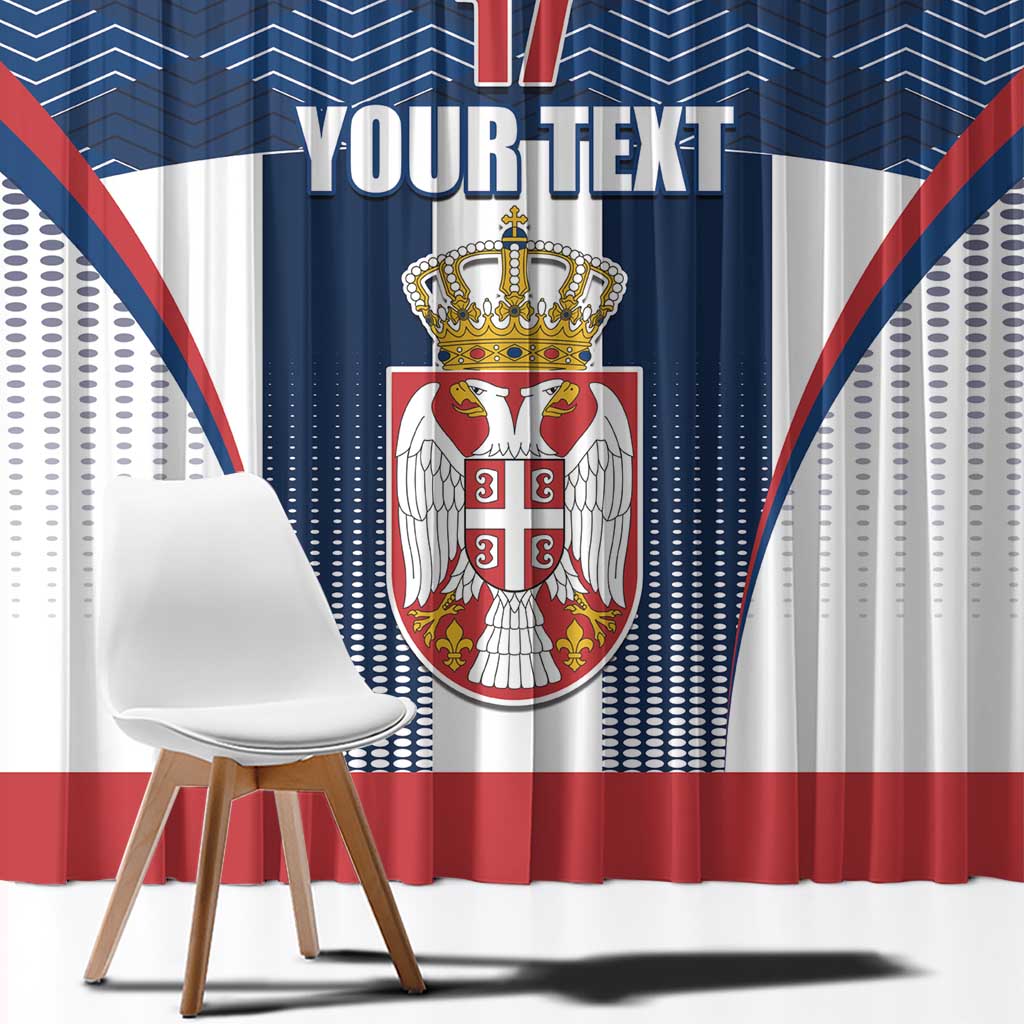 Custom Serbia Basketball Champions Window Curtain Sporty Style with Coat of Arms