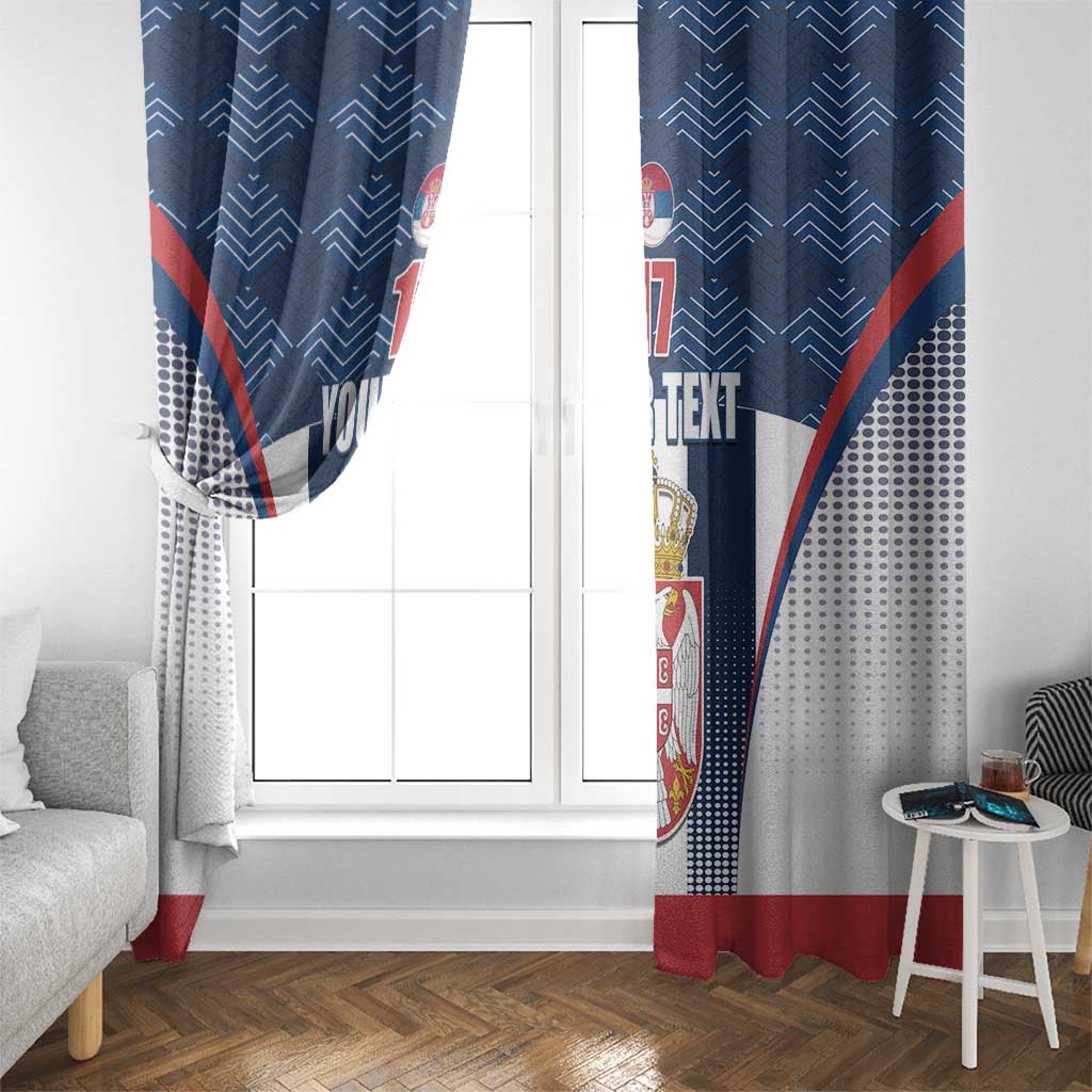 Custom Serbia Basketball Champions Window Curtain Sporty Style with Coat of Arms