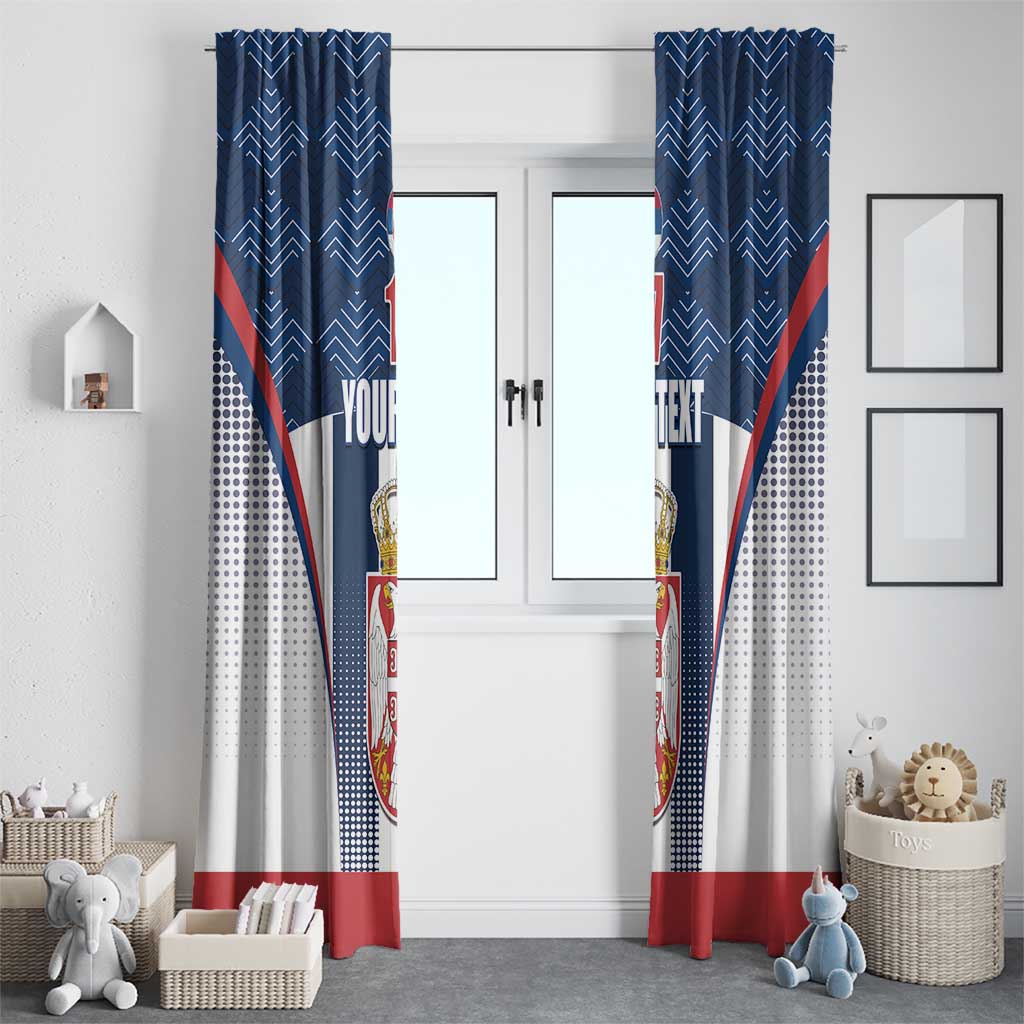 Custom Serbia Basketball Champions Window Curtain Sporty Style with Coat of Arms