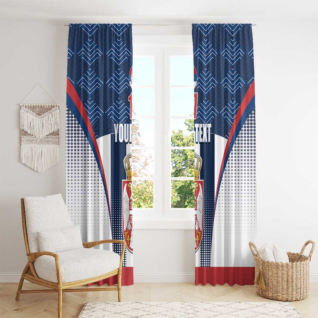 Custom Serbia Basketball Champions Window Curtain Sporty Style with Coat of Arms