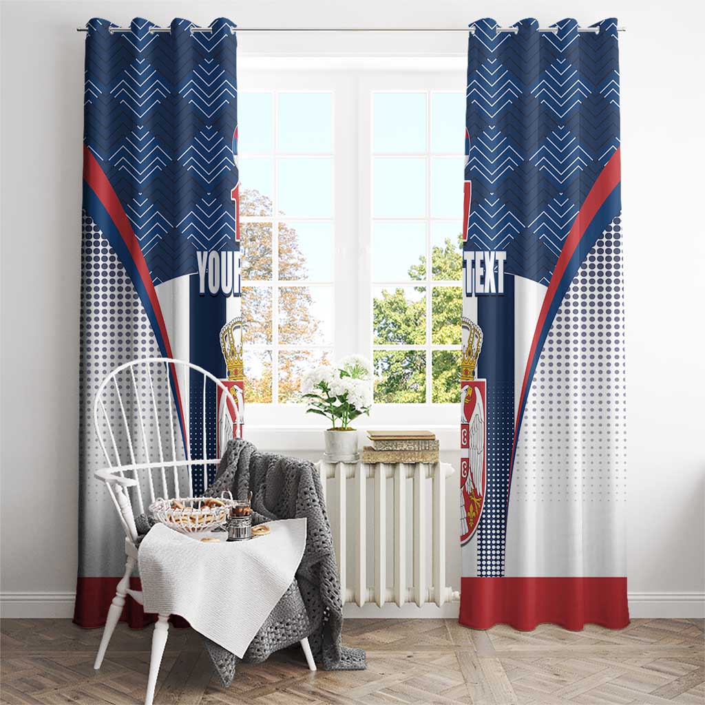 Custom Serbia Basketball Champions Window Curtain Sporty Style with Coat of Arms