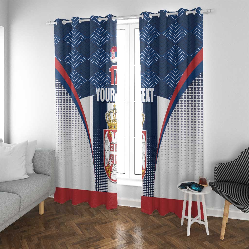 Custom Serbia Basketball Champions Window Curtain Sporty Style with Coat of Arms