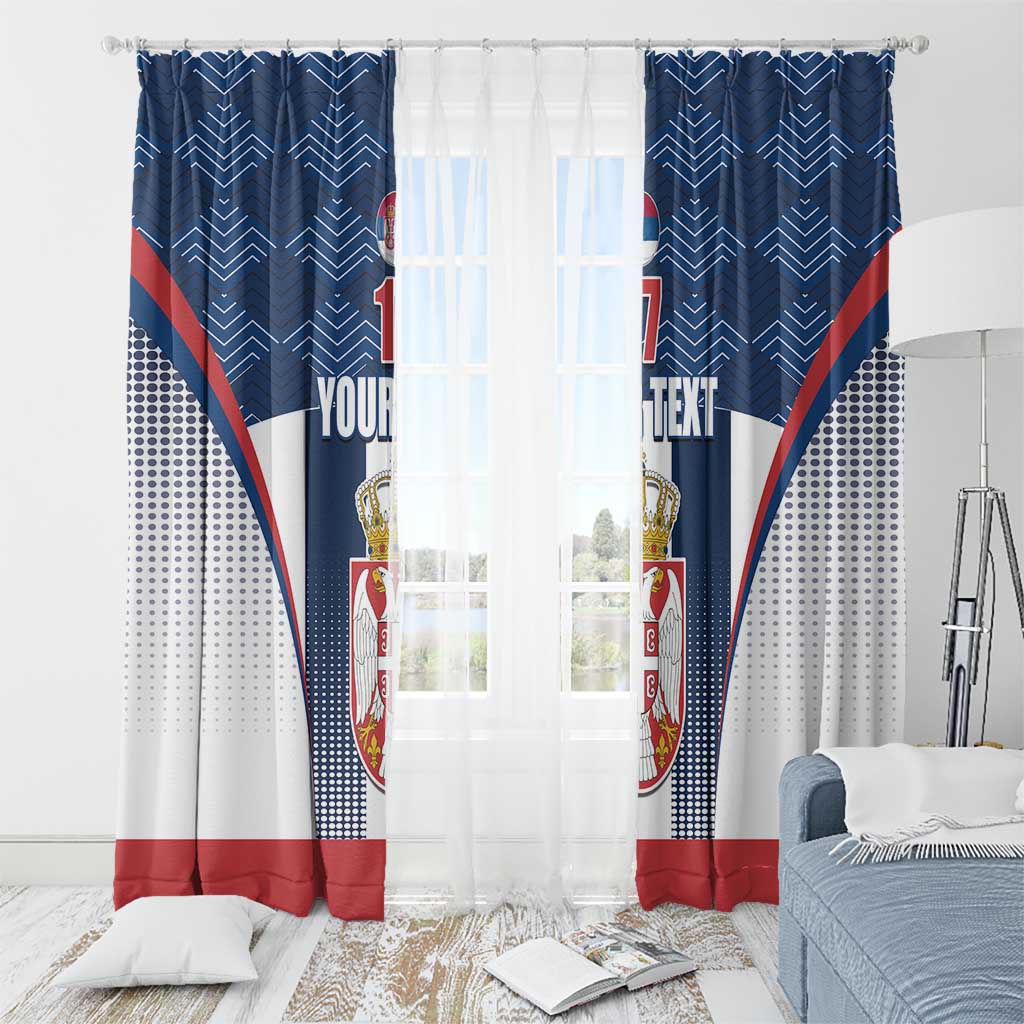 Custom Serbia Basketball Champions Window Curtain Sporty Style with Coat of Arms