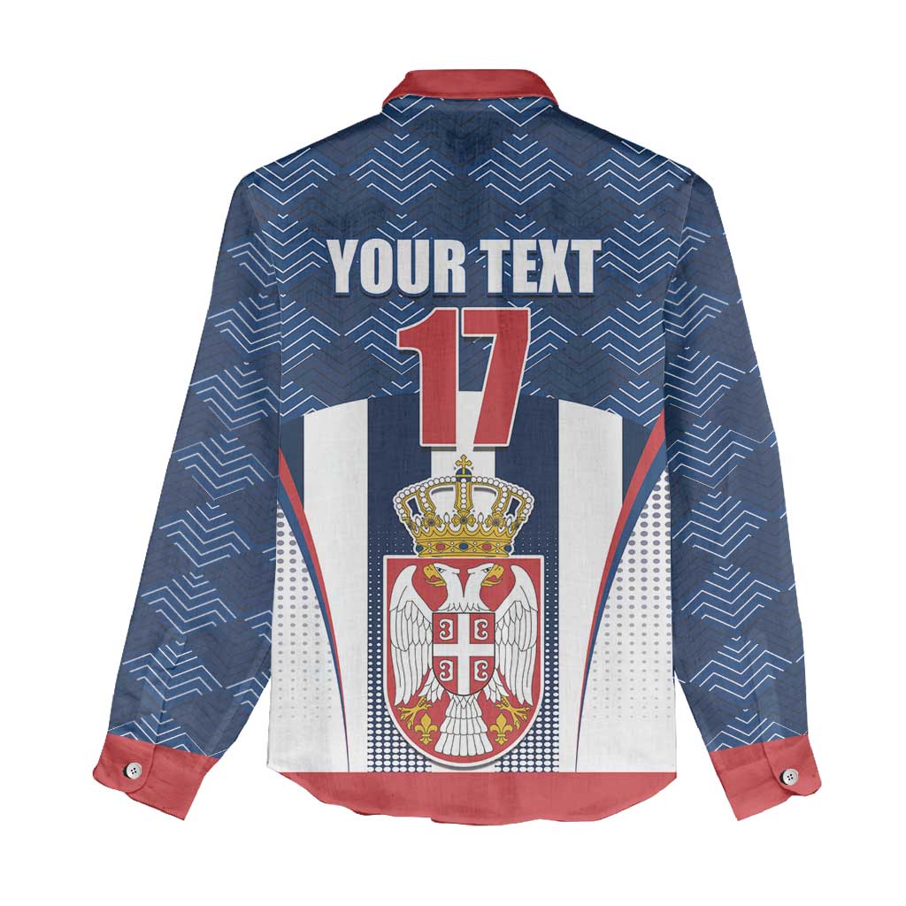 Custom Serbia Basketball Champions Women Casual Shirt Sporty Style with Coat of Arms