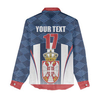 Custom Serbia Basketball Champions Women Casual Shirt Sporty Style with Coat of Arms