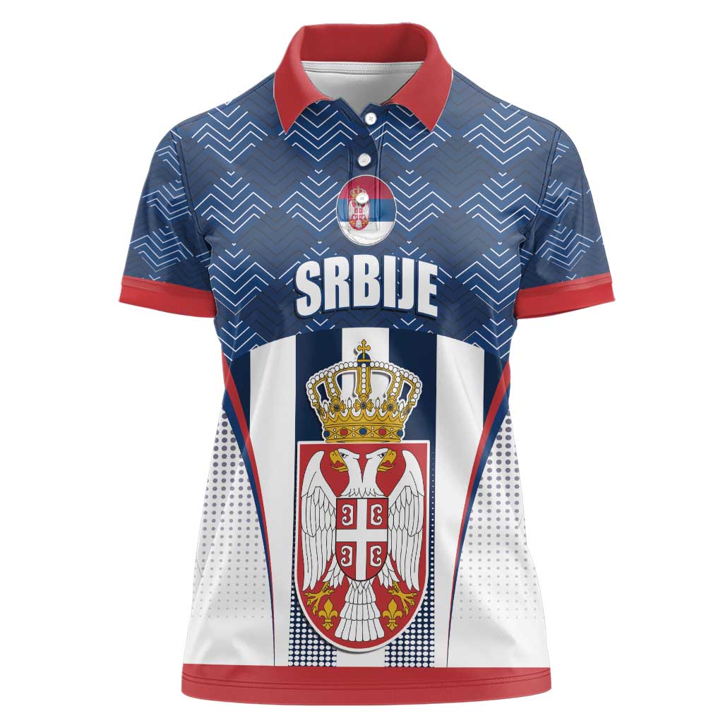 Custom Serbia Basketball Champions Women Polo Shirt Sporty Style with Coat of Arms