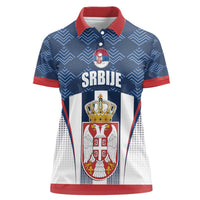 Custom Serbia Basketball Champions Women Polo Shirt Sporty Style with Coat of Arms