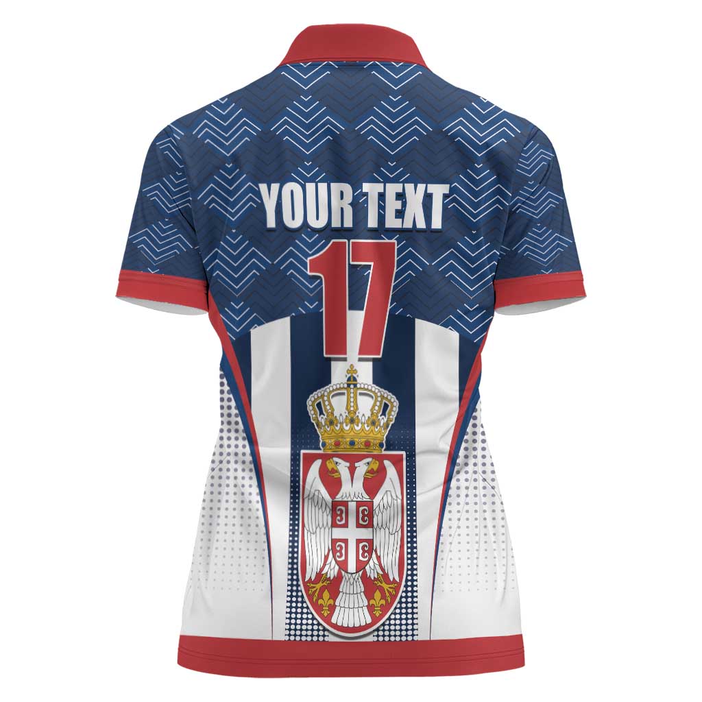 Custom Serbia Basketball Champions Women Polo Shirt Sporty Style with Coat of Arms