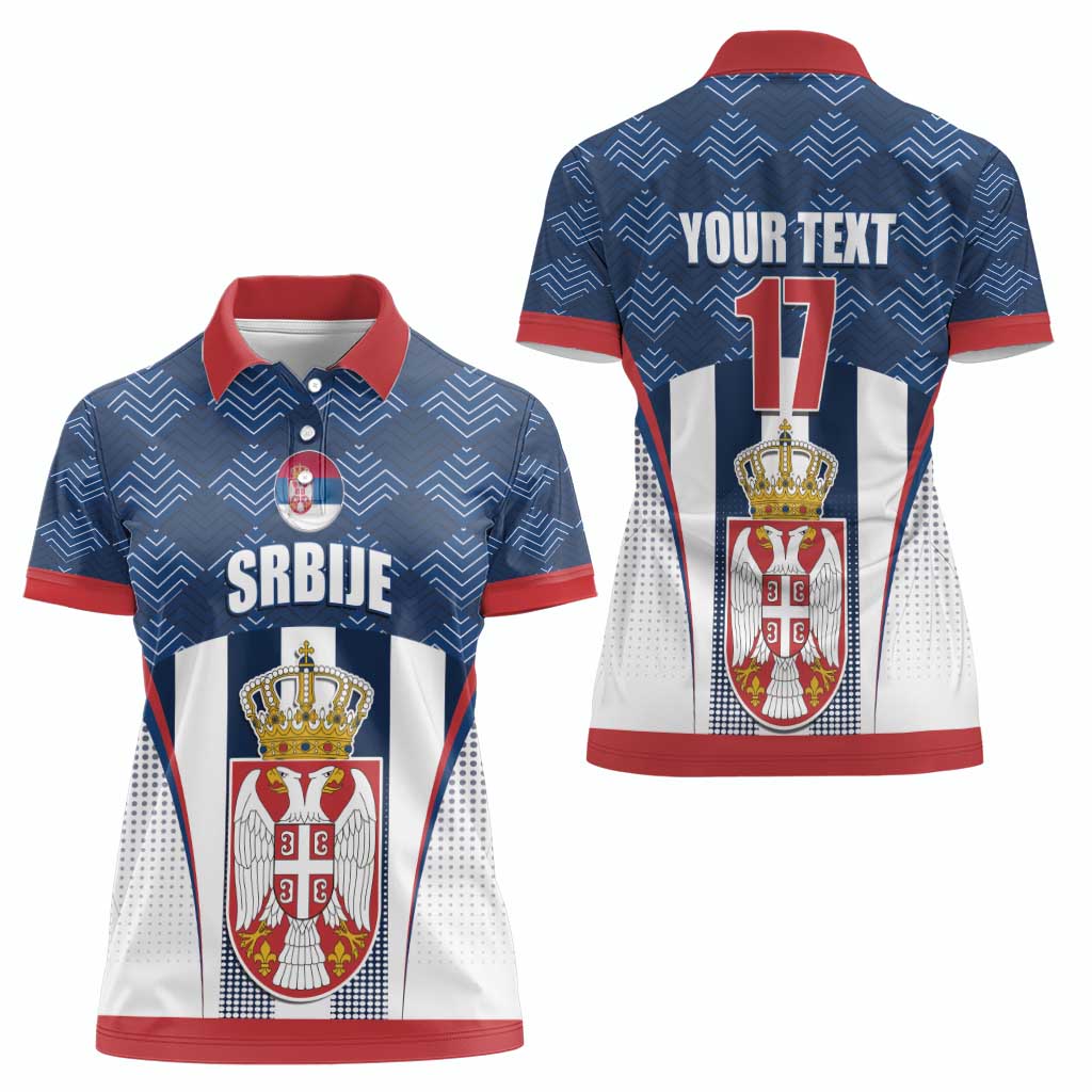 Custom Serbia Basketball Champions Women Polo Shirt Sporty Style with Coat of Arms