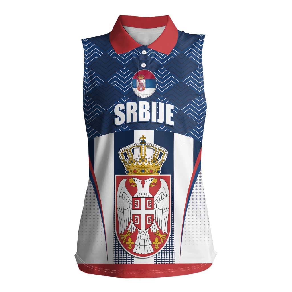 Custom Serbia Basketball Champions Women Sleeveless Polo Shirt Sporty Style with Coat of Arms