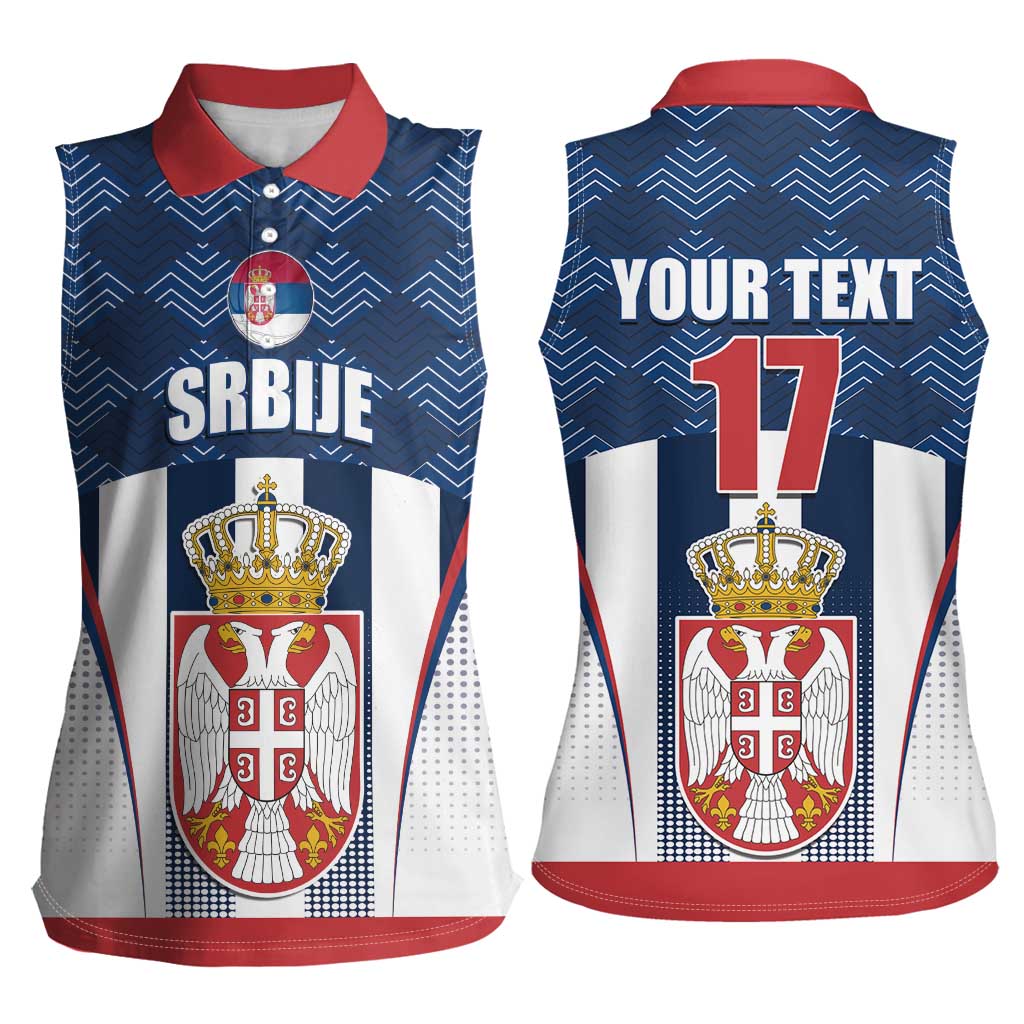 Custom Serbia Basketball Champions Women Sleeveless Polo Shirt Sporty Style with Coat of Arms