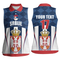 Custom Serbia Basketball Champions Women Sleeveless Polo Shirt Sporty Style with Coat of Arms