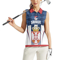 Custom Serbia Basketball Champions Women Sleeveless Polo Shirt Sporty Style with Coat of Arms