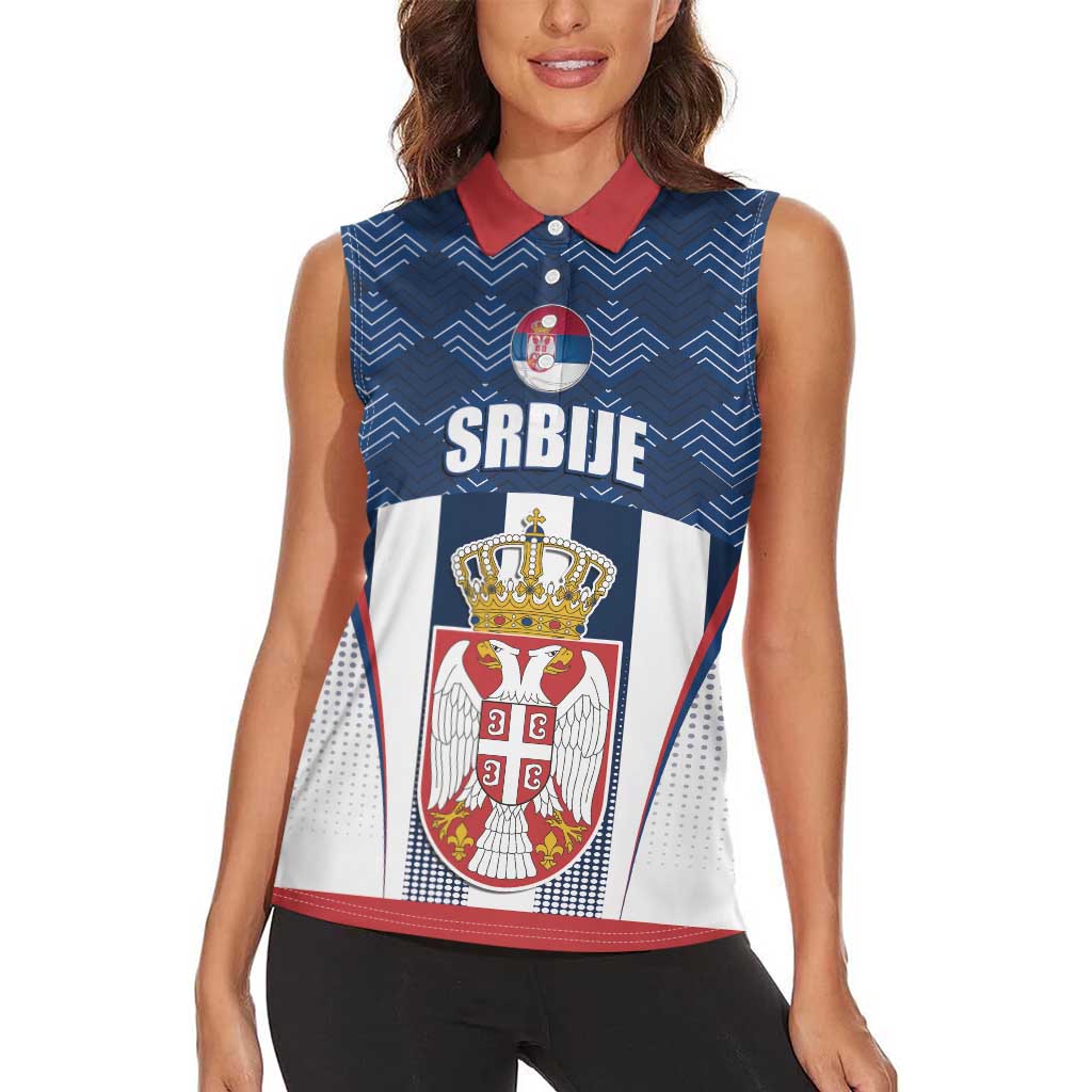 Custom Serbia Basketball Champions Women Sleeveless Polo Shirt Sporty Style with Coat of Arms