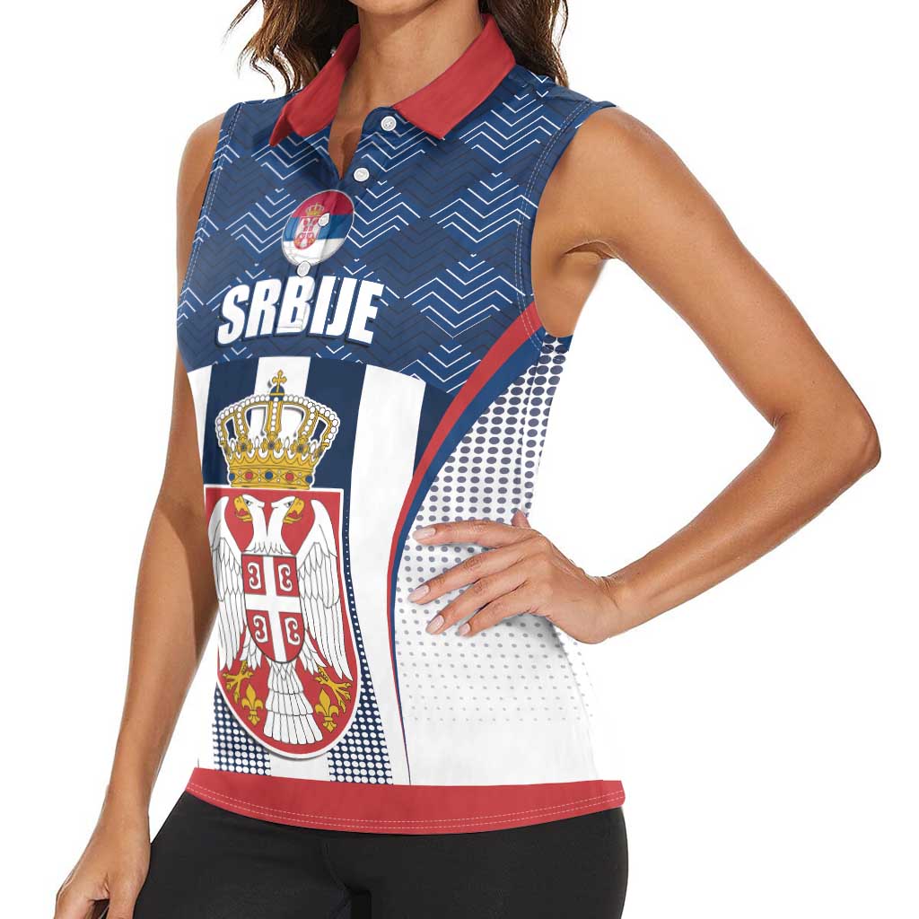 Custom Serbia Basketball Champions Women Sleeveless Polo Shirt Sporty Style with Coat of Arms