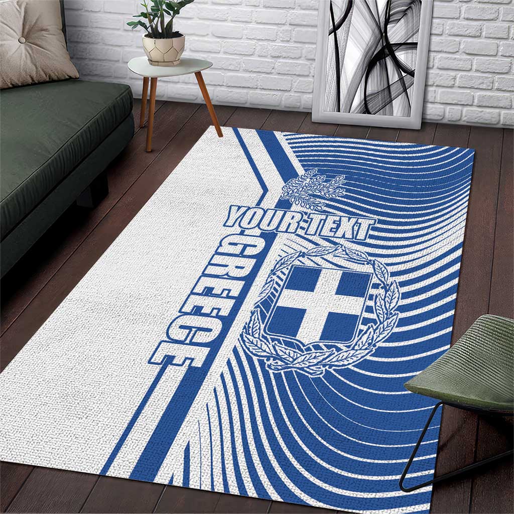 Personalized Greece Coat of Arms Area Rug Greek cross and Two Laurel Branches