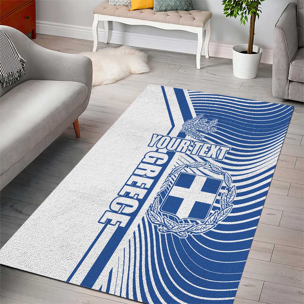 Personalized Greece Coat of Arms Area Rug Greek cross and Two Laurel Branches