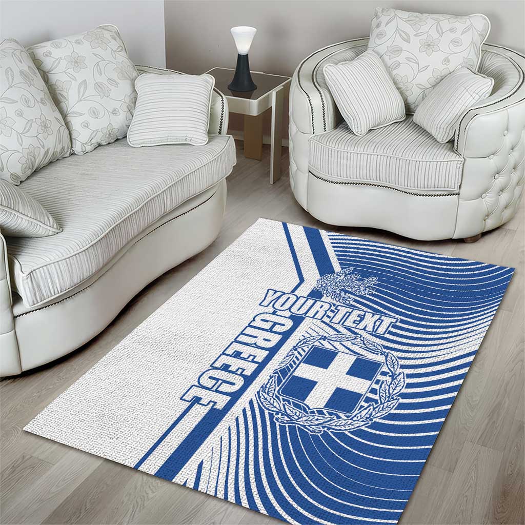 Personalized Greece Coat of Arms Area Rug Greek cross and Two Laurel Branches