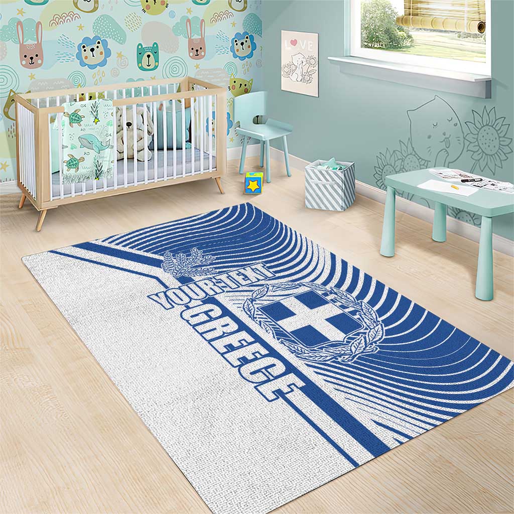 Personalized Greece Coat of Arms Area Rug Greek cross and Two Laurel Branches